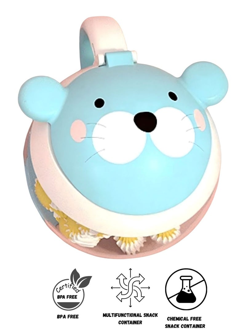 Cartoon -Themed Toddler Snack Cup with Handle Safe and Playful Container Cup With Handle - Food Storage - Spill-Proof, BPA-Free, Fun Cartoon Design for Kids (Blue) - Image 1